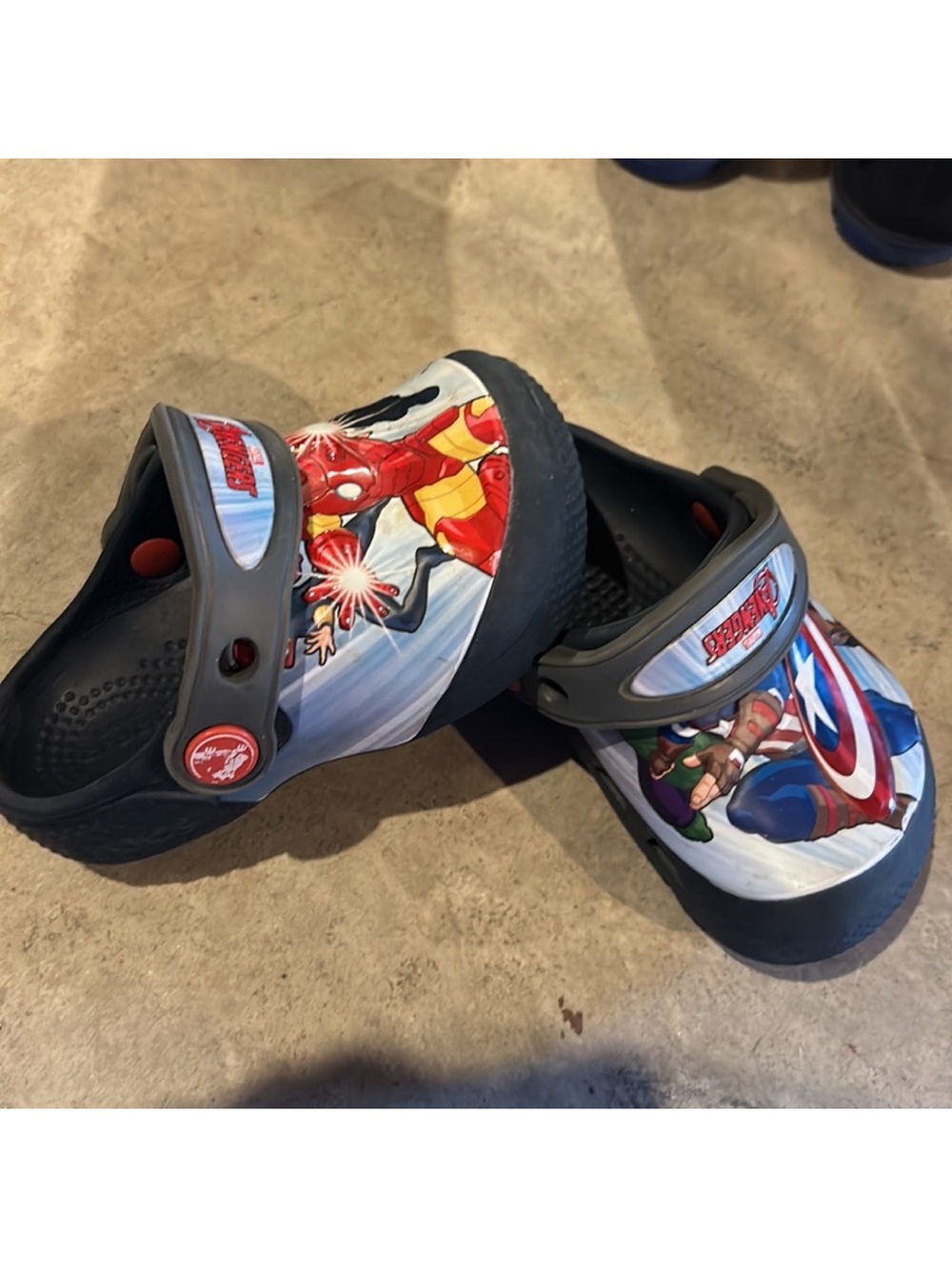 CROCS Kids Marvel Character Clogs in Navy, Red and White